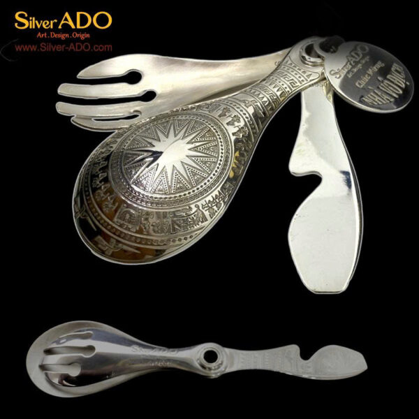 MXTC-001Bộ Muỗng Bạc Silver-Ado S950 – Họa Tiết Trống Đồng Đông Sơn